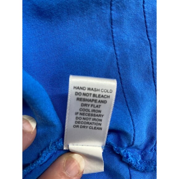 Melissa Paige Tunic Top 3X Blue Rayon Lace Trim Bell Sleeves Boho Lagenlook - Picture 5 of 7